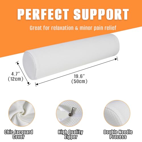 2 Pack Round Massage Table Bolster Pillow Pad, Bolster Pillow, Round Pillows, Suitable for Earthlite Massage Table (White, 4.7''x19.6'') - color: White, size: 4.7''x19.6''