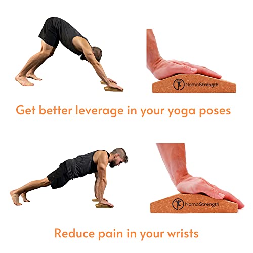 Cork Yoga Wedge Block - Non-Slip Wrist Support, Set of 2