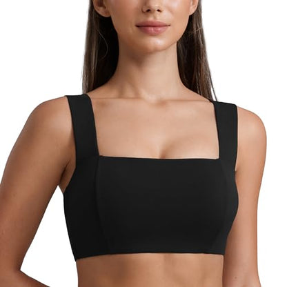 CRZ YOGA Butterluxe Wide Strap Sports Bras - color: Black, size: Small