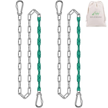 SELEWARE 2 Pcs 85" Heavy Duty Swing Chains Stainless Steel Hanging Chains - color: Green, size: 85" (2 Pcs)