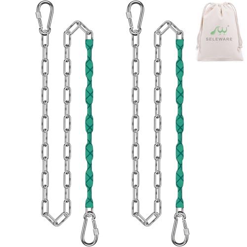 SELEWARE 2 Pcs 85" Heavy Duty Swing Chains Stainless Steel Hanging Chains - color: Green, size: 85" (2 Pcs)