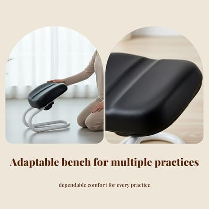 Menolana Kneeling Meditation Stool, Prayer Bench Adjustable Height, Portable Meditation Bench, for Studio Yoga Praying Prayer, Black - color: Black
