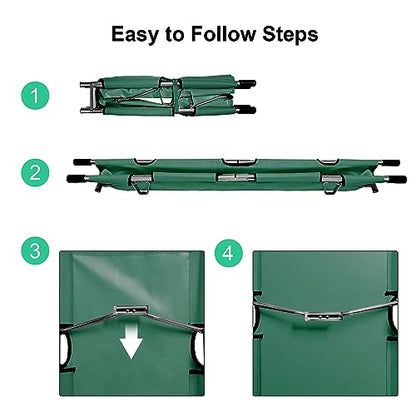 Folding Stretcher for Medical Emergency Heavy Duty Handles - color: Green
