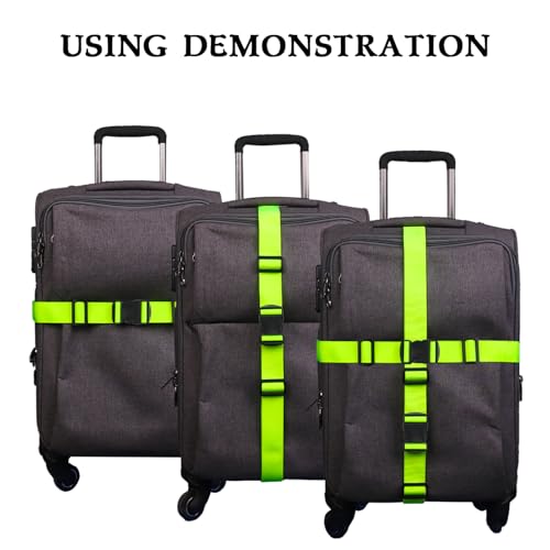MAGARROW 1.5" Utility Luggage Straps with Buckle Adjustable, 4-Pack (Neon Green, 5.4 feet Long) - color: Neon Green, size: 1.5 in x 5.4 ft