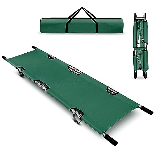Folding Stretcher for Medical Emergency Heavy Duty Handles - color: Green