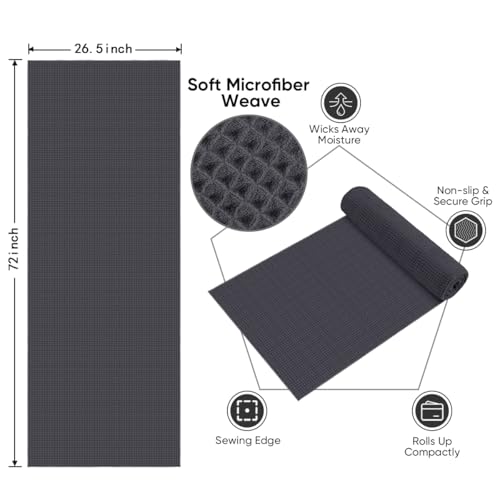 HOMEXCEL 2PK Yoga Mat Towels for Hot Workout, Ultra-Absorbent, 26.5" x 72" - color: Grey
