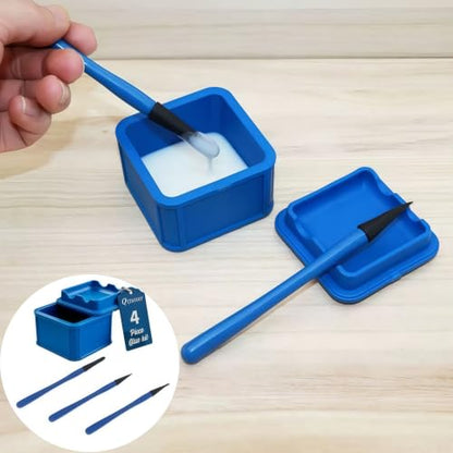 Four-Piece Silicone Glue Applicator Set | Sealed Glue Liquid Container, Portable Manual Tool for Woodworking, Art Craft, Epoxy Resin