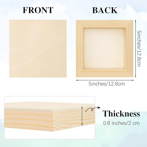 Aodaer 8 Pack Wood Panels 5 x 5 Inch Wooden Panels Canvas Unfinished Craft Wood Boards Panels for Art Crafts, Acrylic and Oil Painting, Pouring, DIY Projects - size: 5 x 5 Inch