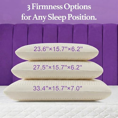 Talalay Latex Sleeping Pillow, Soft Bed Pillow with Cotton Pillowcase Helps Relieve Pressure, Premium Pillow for Side, Back, and Stomach Sleepers to Get a Restful Sleep (Queen Size (Firm 6.2'' H)) - size: Queen (High Loft)
