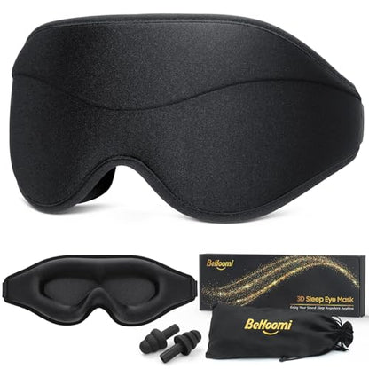 Sleep Mask, Premium Eye Mask for Sleeping, Total Blackout, Super Soft Comfort, Adjustable Fit, Upgraded 3D Ergonomic Designed Sleeping Mask for Home, Office, Travel, Meditation, Yoga, Black - color: Black