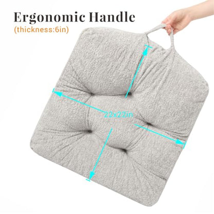 Floor Pillow, Large Meditation Sitting Cushion with Handle | for Tatami, Living Room, Yoga Use for Adults and Kids (1, Square, Light Gray, 22" x 22" x 6") - color: Square, Light Gray