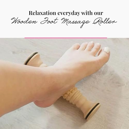 tuuli Accessories - Wooden Foot Massager, Grooved Muscle Roller, Helps Ease Muscle Tension, Supports Blood Circulation, Natural Wood Therapy Massage Tools, 8 x 2 inches - size: S