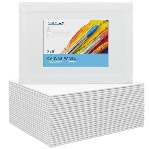 FIXSMITH Canvas Boards for Painting 3x5 Inch, Super Value 24 Pack Mini Canvases, White Blank Canvas Panels, 100% Cotton Primed, Painting Art Supplies - size: 3"×5"