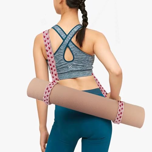 kiido Macrame Yoga Mat Carrying Strap [MAT NOT Included], Hand Woven Multi-use Strap/Carrier for Your Yoga Mat, Exercise Mat - color: Pink