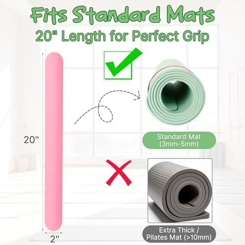 Aolamegs Yoga Mat Strap Slap Band-Instant One Snap Holder Keeps Mats Tightly Rolled & Secure -Soft Silicone Gym Accessories - color: Pink Yoga Mat Strap Slap Band