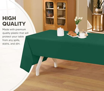 Utopia Kitchen Plastic Table Cloth Disposable [Green, 6 Pack] | Rectangle Tablecloth Waterproof Stain Resistant Party Table Cover - color: Green, size: 54X108 Inch - 6PC