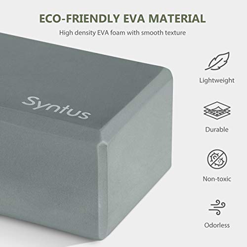 Syntus Yoga Block & Strap Set for Fitness, Pilates, Stretching and Toning - color: Grey