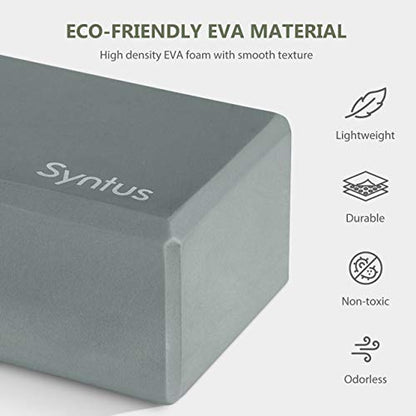 Syntus Yoga Block & Strap Set for Fitness, Pilates, Stretching and Toning - color: Grey