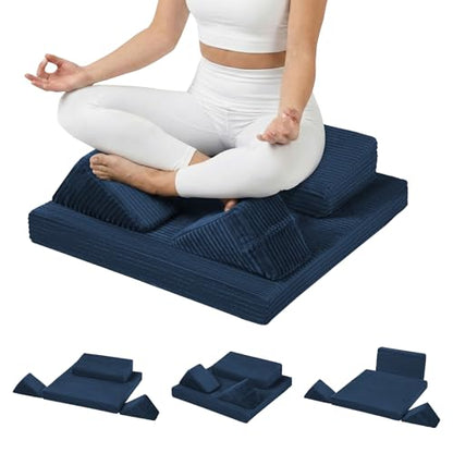 Meditation Cushion, Meditation Mat with Knee Support, Navy Blue - color: Navy Blue, size: 24X24X2 Inch