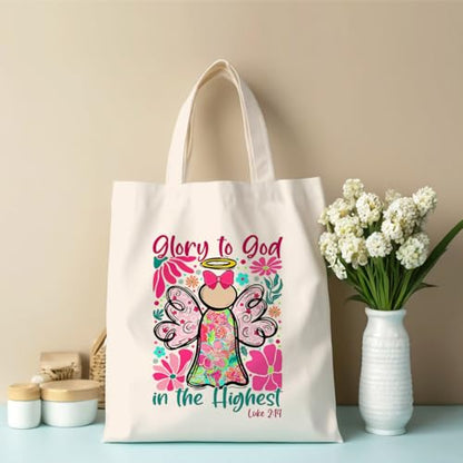 Inspirational Christian Gifts Canvas Tote Bag for Women, Christmas Friendship Birthday Religious Grocery Bags - color: Godhighest