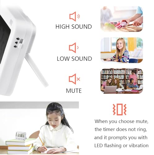 GH 99 Hours Digital Timer, Silent, Sound, Vibriting, Countdown, Count Up, Loop, Alarm, Clock, Small Timer for Study, Classroom, Office, Meditation, Lab, Sleep, Desk