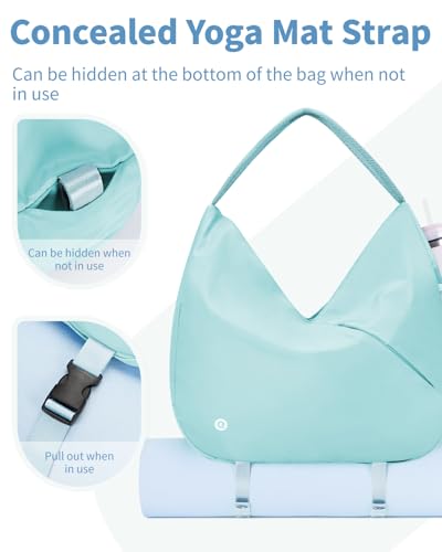 Ceneda Large Gym Bag for Women with Hidden Yoga Mat Holder & Shoe Compartment & Wet Pocket, Sports Duffle Bag for Travel - color: Mint Green