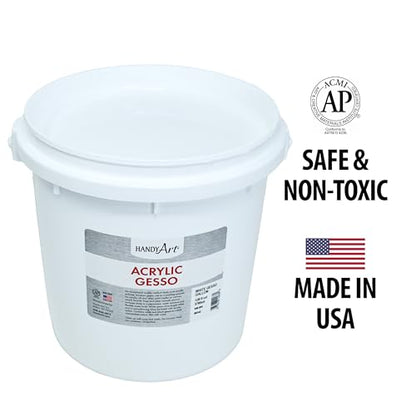 Handy Art Acrylic Gesso, Gallon, White, Primer for Canvas, Wood, & Artist Painting Surfaces, Enhances Acrylic Paint Adhesion, Low Viscosity, Thick Coverage, Certified Safe & AP Non-Toxic, Made in USA - color: White Gesso, size: 128 Fl Oz (Pack of 1)