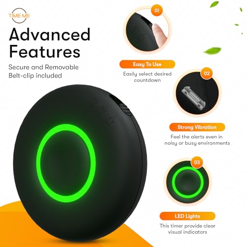 Rest Time Fitness Timer - Countdown Gym Timer and Stopwatch, Vibrating, Compact Design, Rechargeable Battery