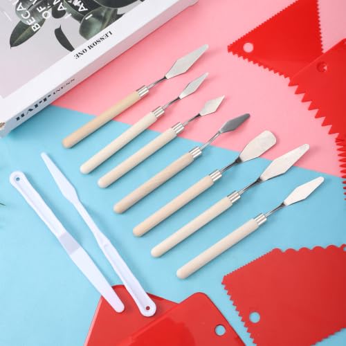 15Pcs Pallet Knife for Acrylic Paint Stainless Steel Painting Knives Set | with Wood Handle Palette Knife Set Drawing Scraper Oil Painting Accessories Paintings Knives for Art Canvas Draw Color Mixing