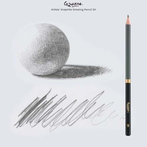 Cezanne Graphite Drawing Pencils Set - 2H, Set of 12 Break-Resistant Graphite Lead, Easy-to-Sharpen Sketch Pencils, Master Artist Quality Graphite Pencils for Technical and Artistic Drawing - color: 2H, size: Set of 12