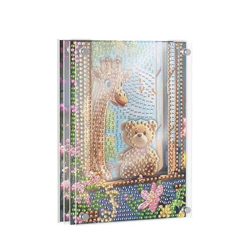 SKRYUIE DIY Acrylayers Diamond Art Kits for Adults, Giraffe Multi-Layer Acrylic Diamond Painting Kits, 4-Layered Magnetic Stand-Up Tabletop Decor, Unique Multi-Dimensional Craft Gift 4x6 Inch A10 - color: Colorful-10