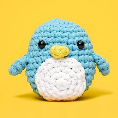 The Woobles Crochet Kit for Beginners - Pierre The Penguin | As seen on Shark Tank, Kit includes: Easy Peasy Yarn, pre-started piece, hook, safety eyes, stuffing, video tutorials, gift - color: Pierre The Penguin
