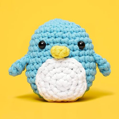 The Woobles Crochet Kit for Beginners - Pierre The Penguin | As seen on Shark Tank, Kit includes: Easy Peasy Yarn, pre-started piece, hook, safety eyes, stuffing, video tutorials, gift - color: Pierre The Penguin