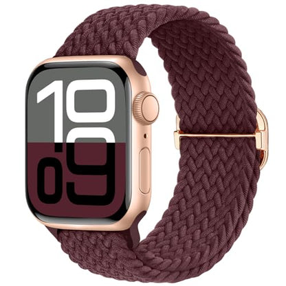 Braided Stretchy Nylon Band Compatible for Apple Watch Bands Women Men - color: DarkWine, size: 38mm/40mm/41mm/42mm
