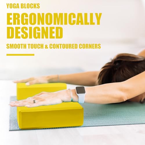 Septo 2 Pcs Yoga Blocks, 9x6x3 Inch Foam Blocks for Pilates - color: Yellow