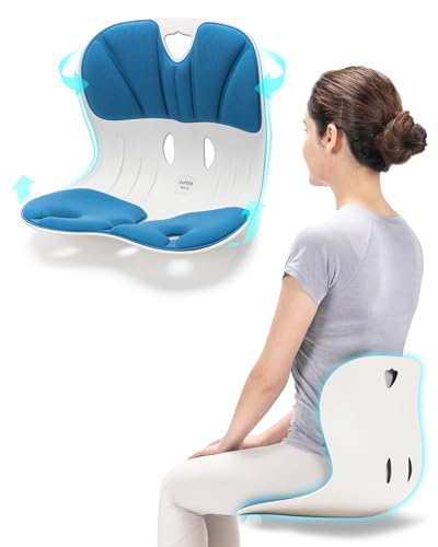curble Wider – Ergonomic Desk Chair Seat Cushion, Everyday Passive Posture Trainer for Work from Home, Office & Car, Breathable Lumbar Support - color: Blue