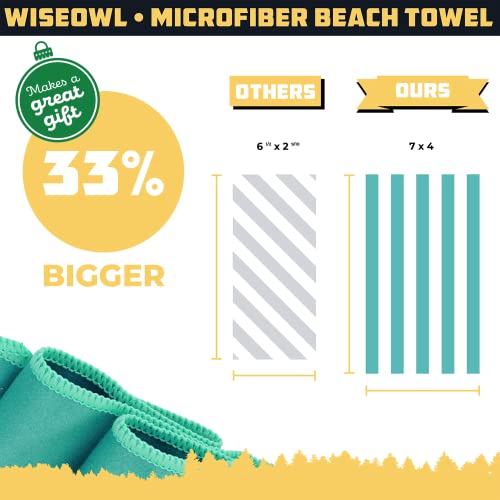 Wise Owl Outfitters Microfiber Beach Towel (7x4 ft) – Extra Large 84"x48", Quick Dry, Lightweight and Sand Free for Adults at the Beach, Pool, Gym, Yoga, or for Travel and Outdoor Use - color: Green