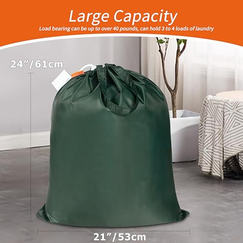 Polecasa Extra Heavy-Duty Laundry Bag with Handles, Green, 21x24” - color: Green, size: 21" x 24" | 1 Pack