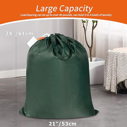 Polecasa Extra Heavy-Duty Laundry Bag with Handles, Green, 21x24” - color: Green, size: 21" x 24" | 1 Pack