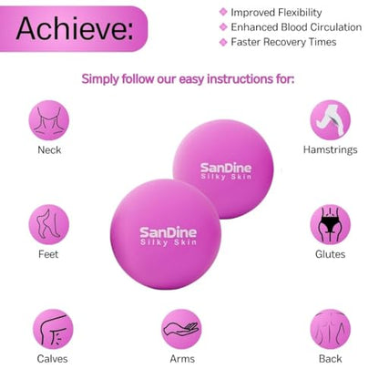 Lacrosse Massage Balls for Deep Tissue Massage - Release Tension Relieve Muscle Soreness Improve Flexibility - Ideal for Myofascial Release Trigger Point Therapy - 2Pack Yoga balls by Sandine (Purple) - color: Purple