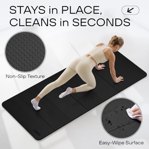 ZOEY 7-Fold Foldable Yoga & Exercise Mat, 74.8x31.5 Extra Wide 31.5 Inch XL Extra Large Lightweight Mat, Folding Pilates Stretching Mat, Anti-Slip Double Non Slip Noise Reducing Hot Yoga Mat, Odorless Non Toxic Eco TPE Workout Mat for Beginners Women Men,