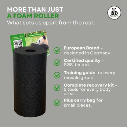 Foam Roller Set for Physical Therapy, 5-in-1 Smooth Roller Kit with Large Roller, Mini Roller, Massage Ball, Peanut Ball and Carry Bag, Designed in Germany