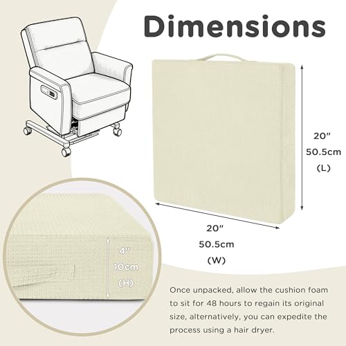 AddGrace High Density Recliner Cushion for Elderly 20x20in Beige - color: Beige