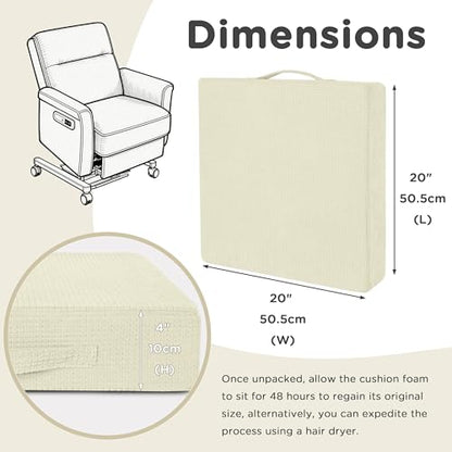 AddGrace High Density Recliner Cushion for Elderly 20x20in Beige - color: Beige