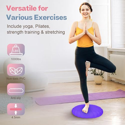 kisnbld Wobble Cushion, Balance Disc with Pump, Core & Posture Training - color: 1Purple