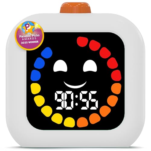 Digital Visual Timer for Kids - Calmer Routines & Transitions | Silent, Rechargeable, 99-Min Clock, Alarm, Countdown & Count-up; For Classroom, Home & Therapy - Builds Focus & Independence - color: White
