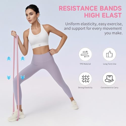 Pilates Essential Kit - Home Pilates Equipment Set - with Toning Pilates Ring & Long Resistance Bands & 3 Level Pilates Loop Bands & Soft Pilates Ball & Pilates Grip Socks - color: Pink