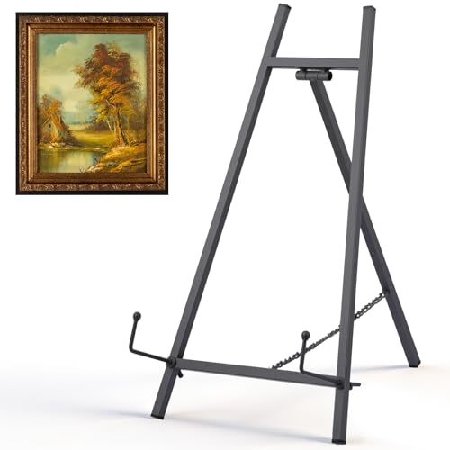 Leinuosen Metal Easel Stand 16.5" H x 8.7" W x 4.3" D Table Top Easel Stand for Display Tripod Art Picture Mirror Modern Plate Holder for Display Book Photo Wedding Sign (Grey,1 Pcs) - color: Grey