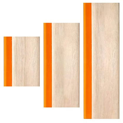 Silk Stencil Screen Printing Squeegee, 3 Size 5.9 inch/9.4 inch/13.7 inch Water Squeegee, 75 Durometer Wooden Ink Scraper for Screen Printing