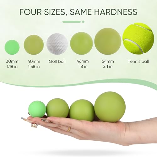Firm Massage Lacrosse Ball Set, 4 Sizes for Myofascial Release